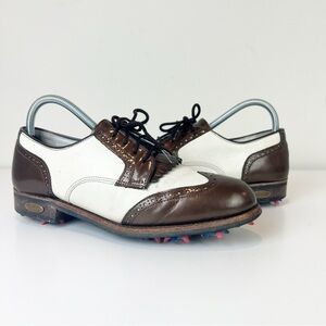FOOT JOY CLASSICS Golf Shoe SZ 8 B Brown & White Leather Style 90621